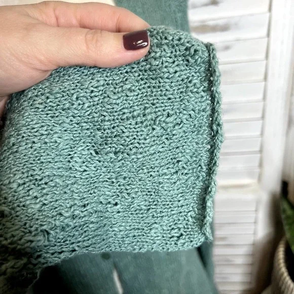 EILEEN FISHER Vintage Women's Knit Cardigan Sweater Button Front Sage Green L - Picture 9 of 11